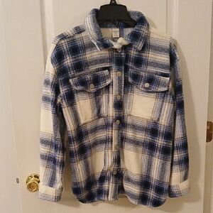 Tereabouts Plaid Kids Shacket - Blue and Cream